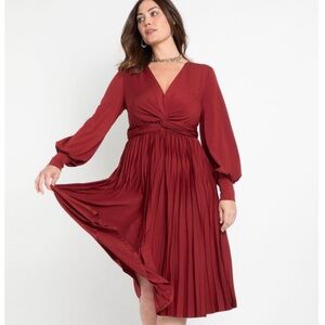 ELOQUII Knot Front Pleated-Skirt Dress Size 20